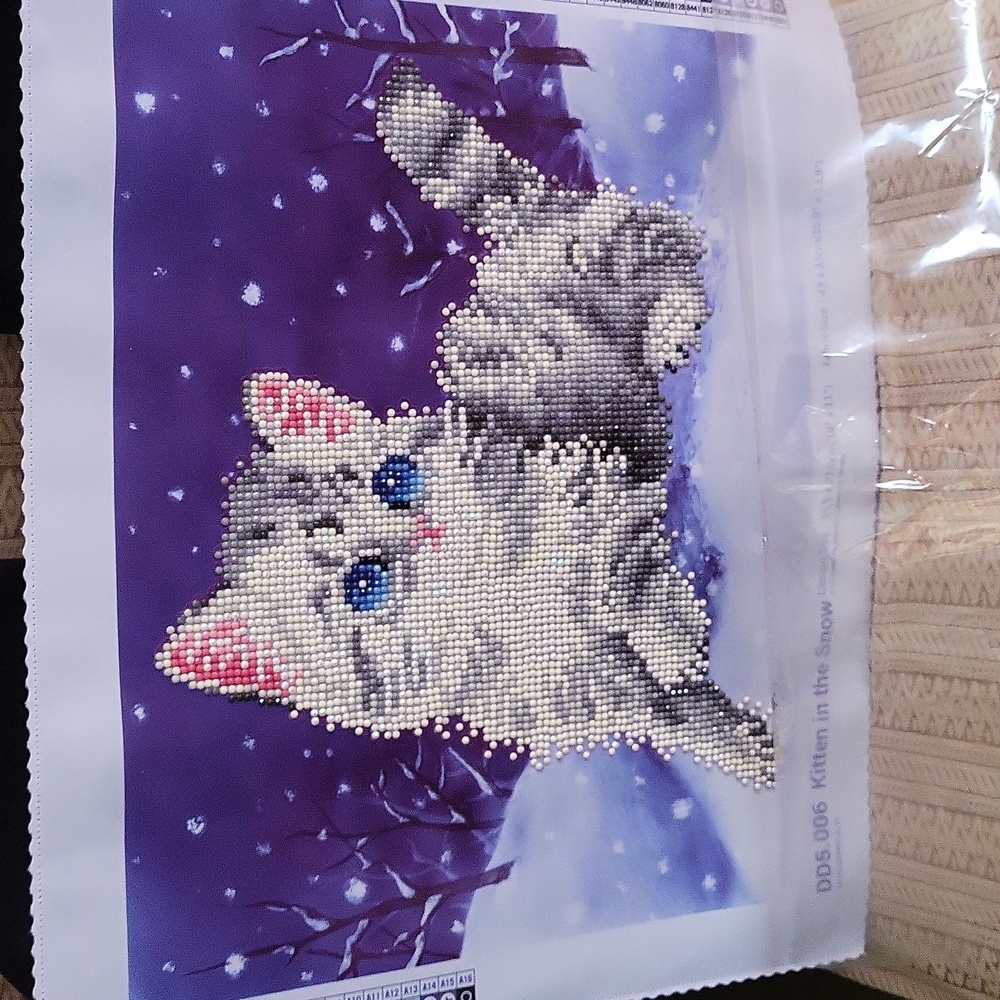 Diamond Dotz Finished kitten in the snow